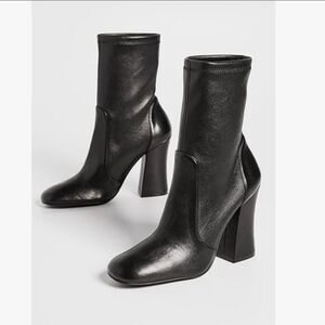 NWT Stuart Weitzman Curveblock 100 Sleek Lambskin Sock Booties Size 7.5 $700